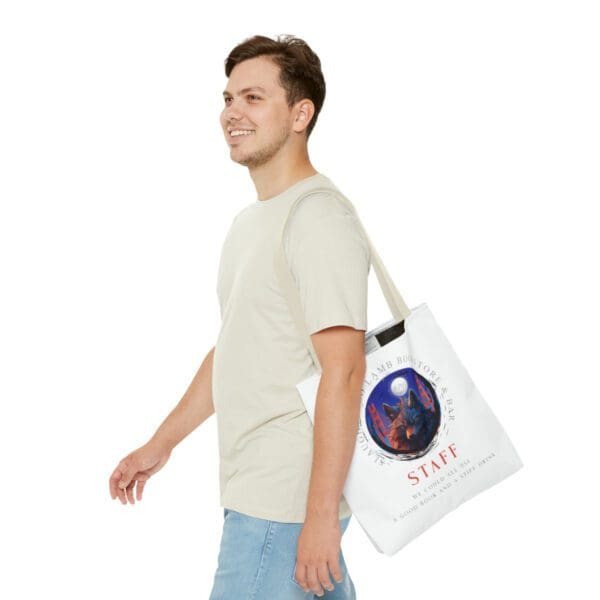 A man is walking with a bag on his back