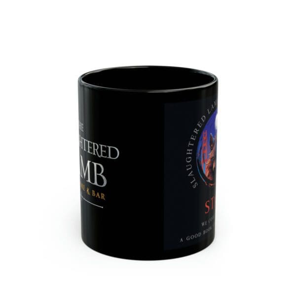 A black coffee mug with the words " certified bomb."