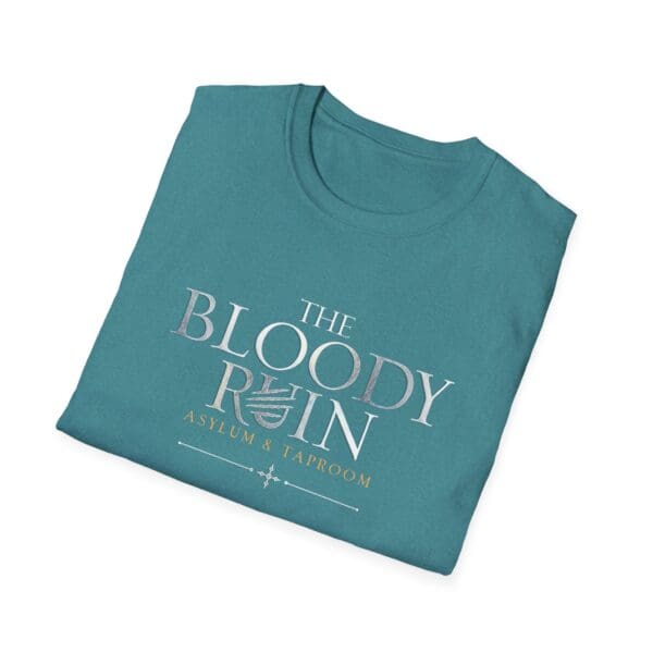 Teal t-shirt with "The Bloody Ruin" design.