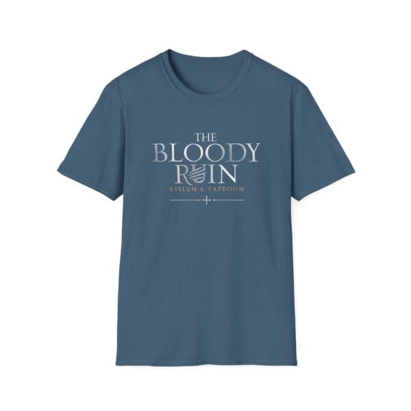 Blue t-shirt with "The Bloody Ruin" logo.