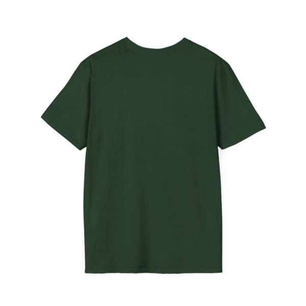 Green t-shirt, viewed from the back.