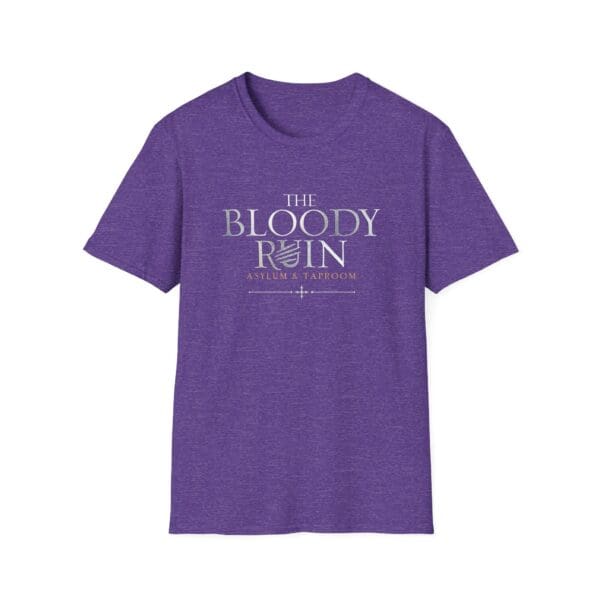 Purple t-shirt with "The Bloody Ruin" design.