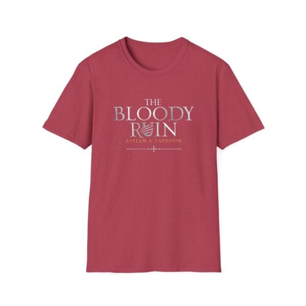 Red t-shirt with "The Bloody Ruin" logo.