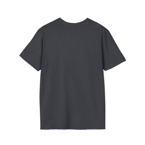 Dark gray t-shirt viewed from the back.