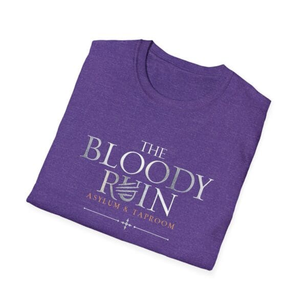 Purple t-shirt with "The Bloody Ruin" logo.