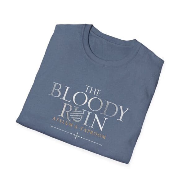 Blue T-shirt with "The Bloody Ruin" design.