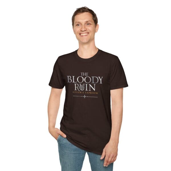 Man smiling in a "The Bloody Ruin" t-shirt.